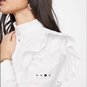 River Island frill shirt w/ rhinestone buttons sz6
